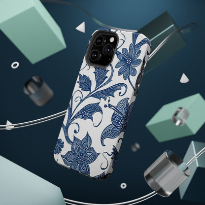 Blue Floral Magnetic Impact - Resistant Phone Case - DIGITAL X