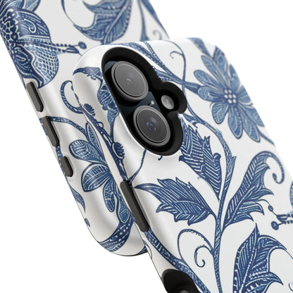 Blue Floral Magnetic Impact - Resistant Phone Case - DIGITAL X