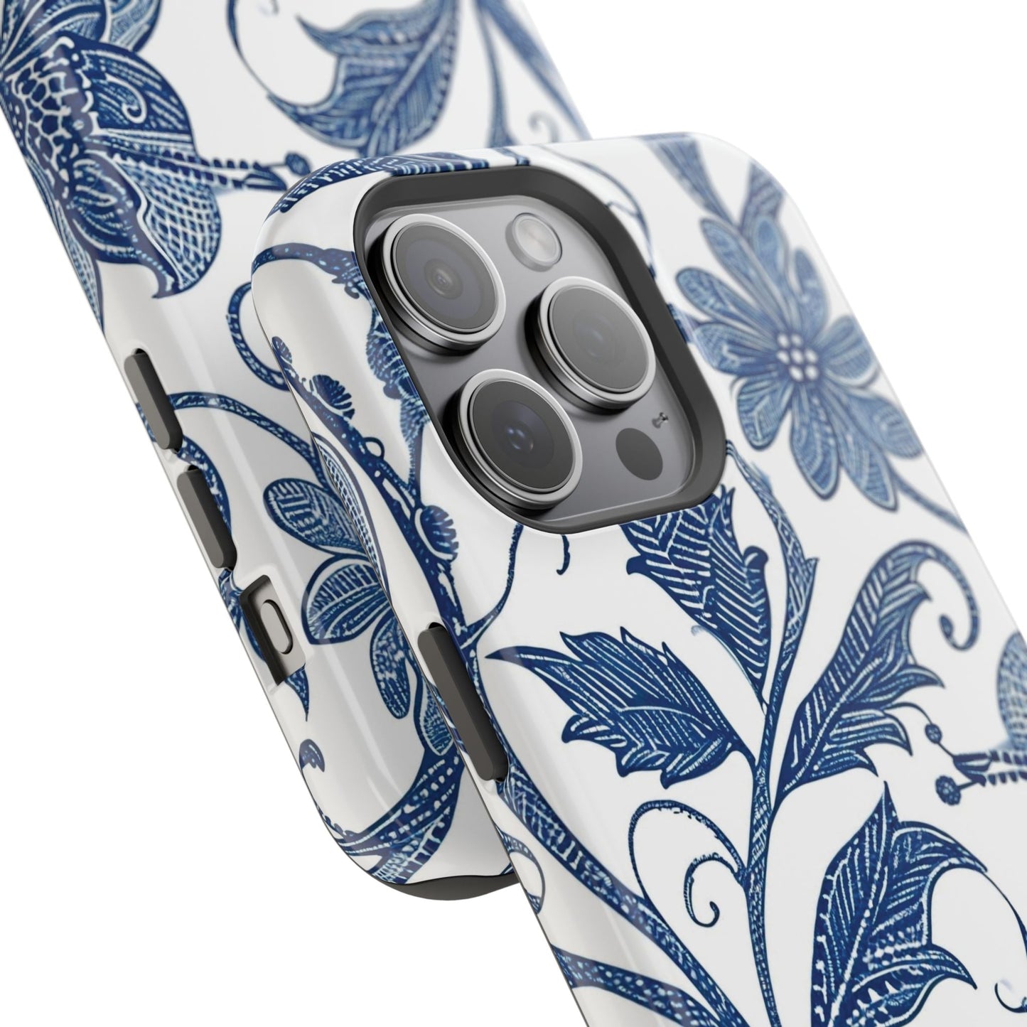 Blue Floral Magnetic Impact - Resistant Phone Case - DIGITAL X