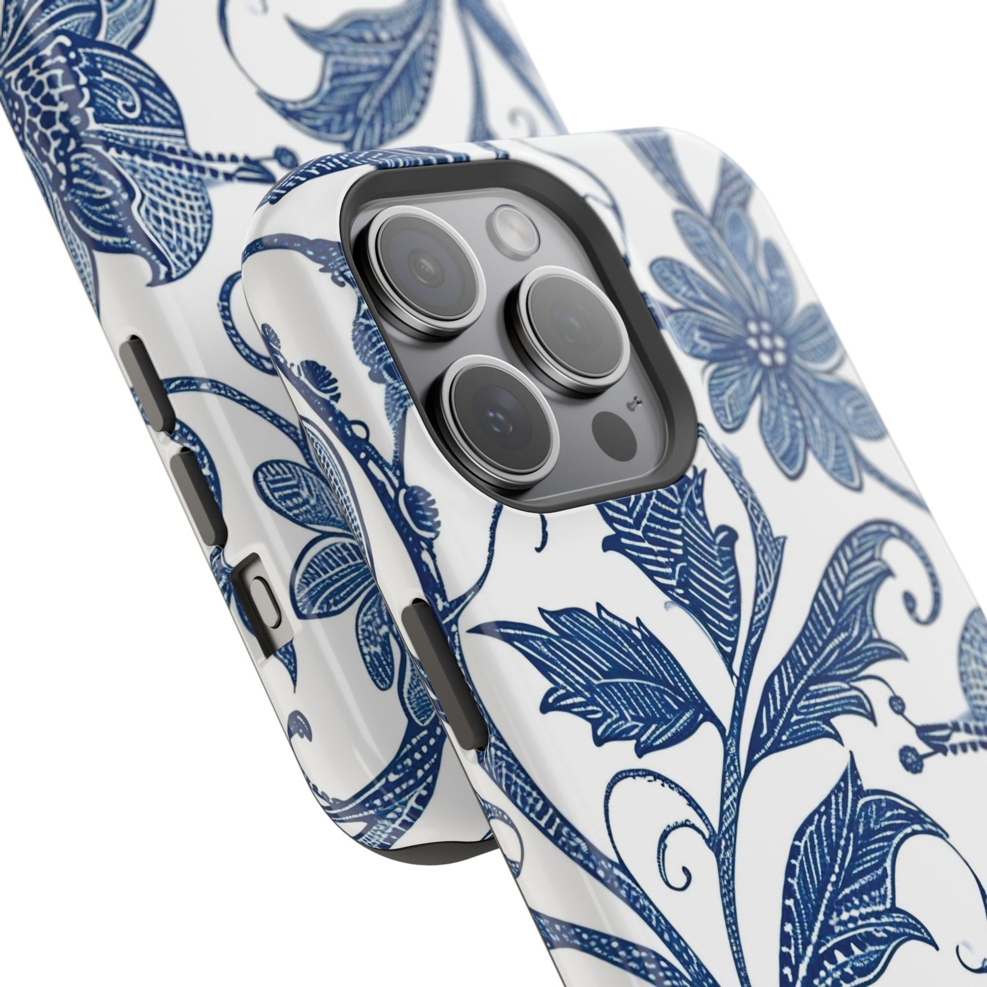 Blue Floral Magnetic Impact - Resistant Phone Case - DIGITAL X