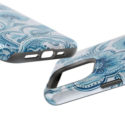 Blue Floral Magnetic Impact - Resistant Phone Case - DIGITAL X