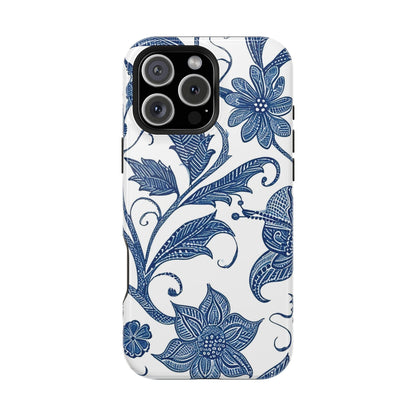 Blue Floral Magnetic Impact - Resistant Phone Case - DIGITAL X