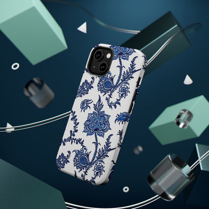 Blue Floral Magnetic Impact - Resistant Phone Case - DIGITAL X