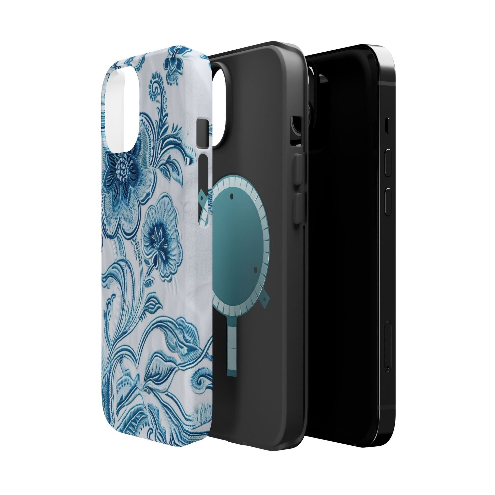Blue Floral Magnetic Impact - Resistant Phone Case - DIGITAL X