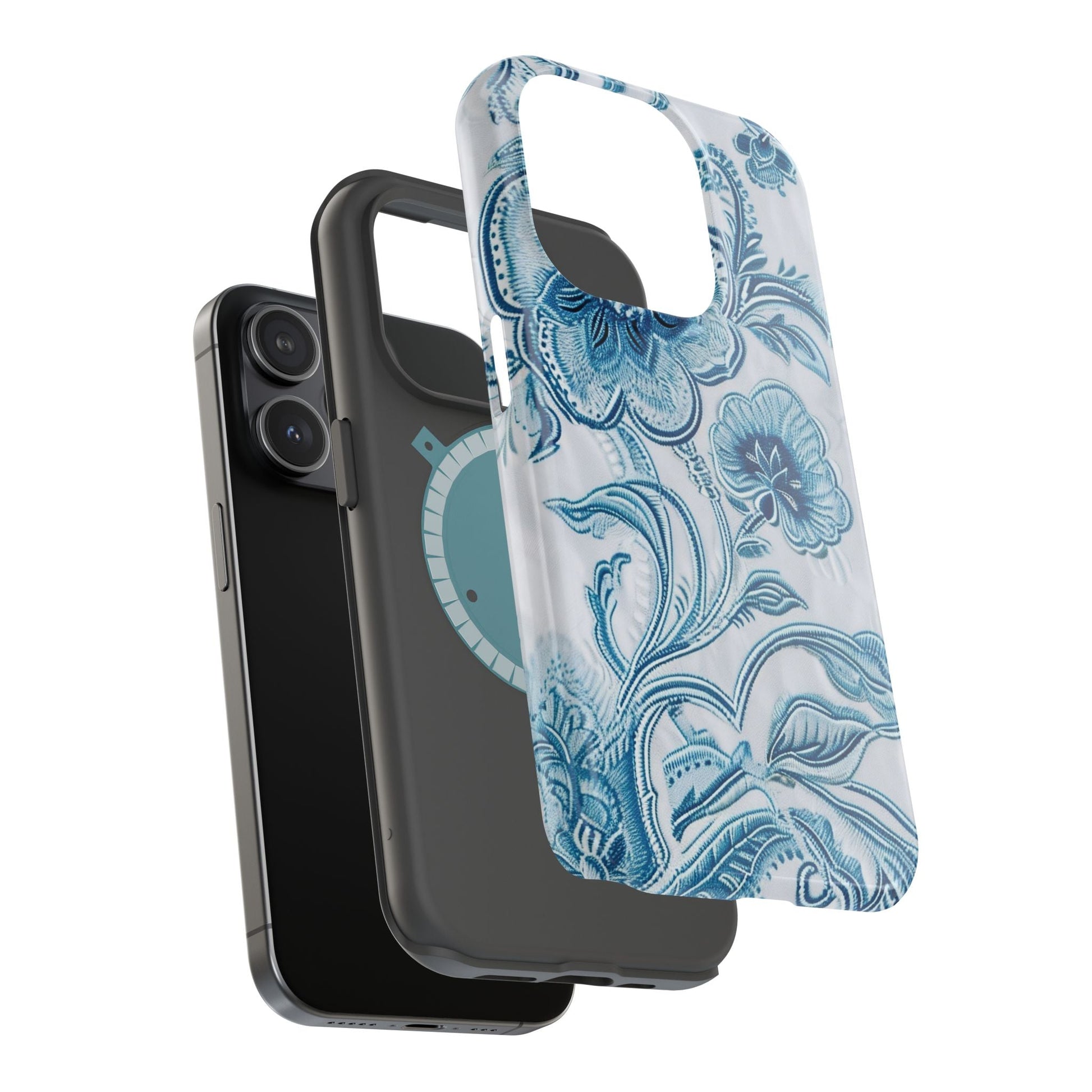 Blue Floral Magnetic Impact - Resistant Phone Case - DIGITAL X