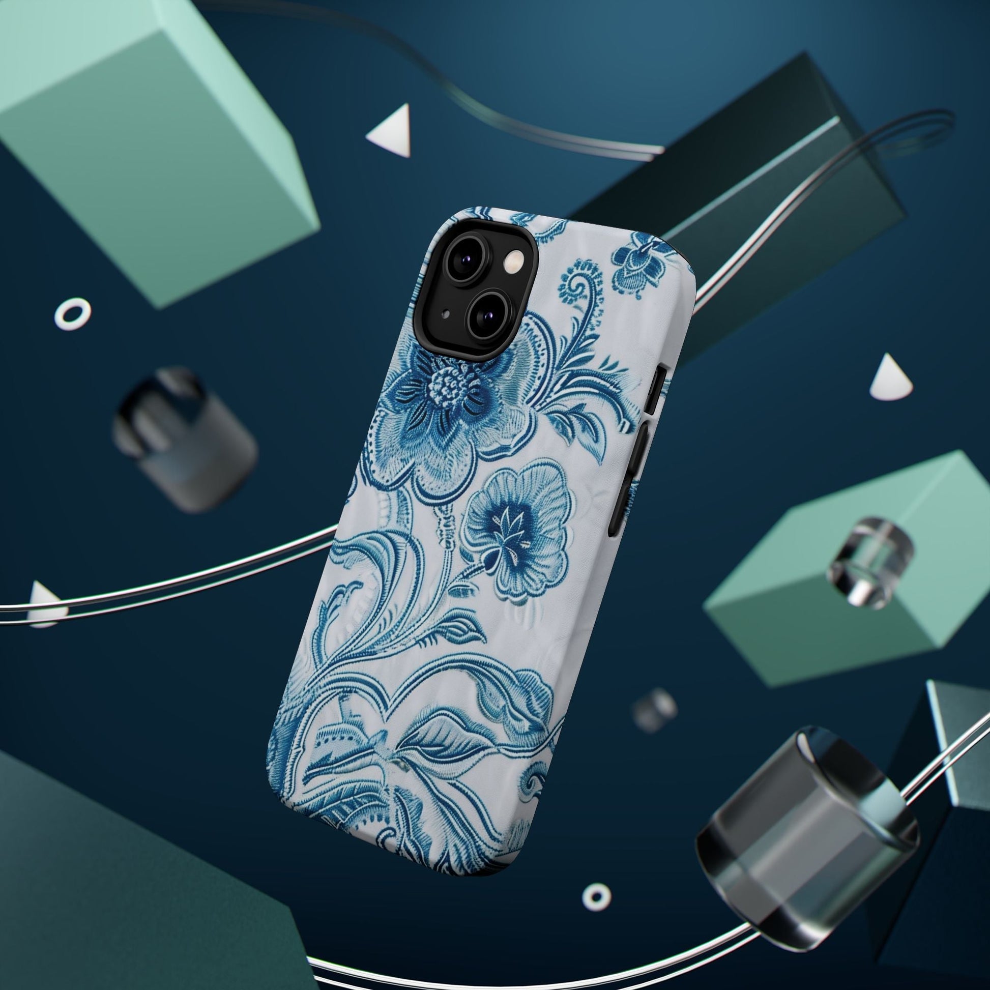 Blue Floral Magnetic Impact - Resistant Phone Case - DIGITAL X