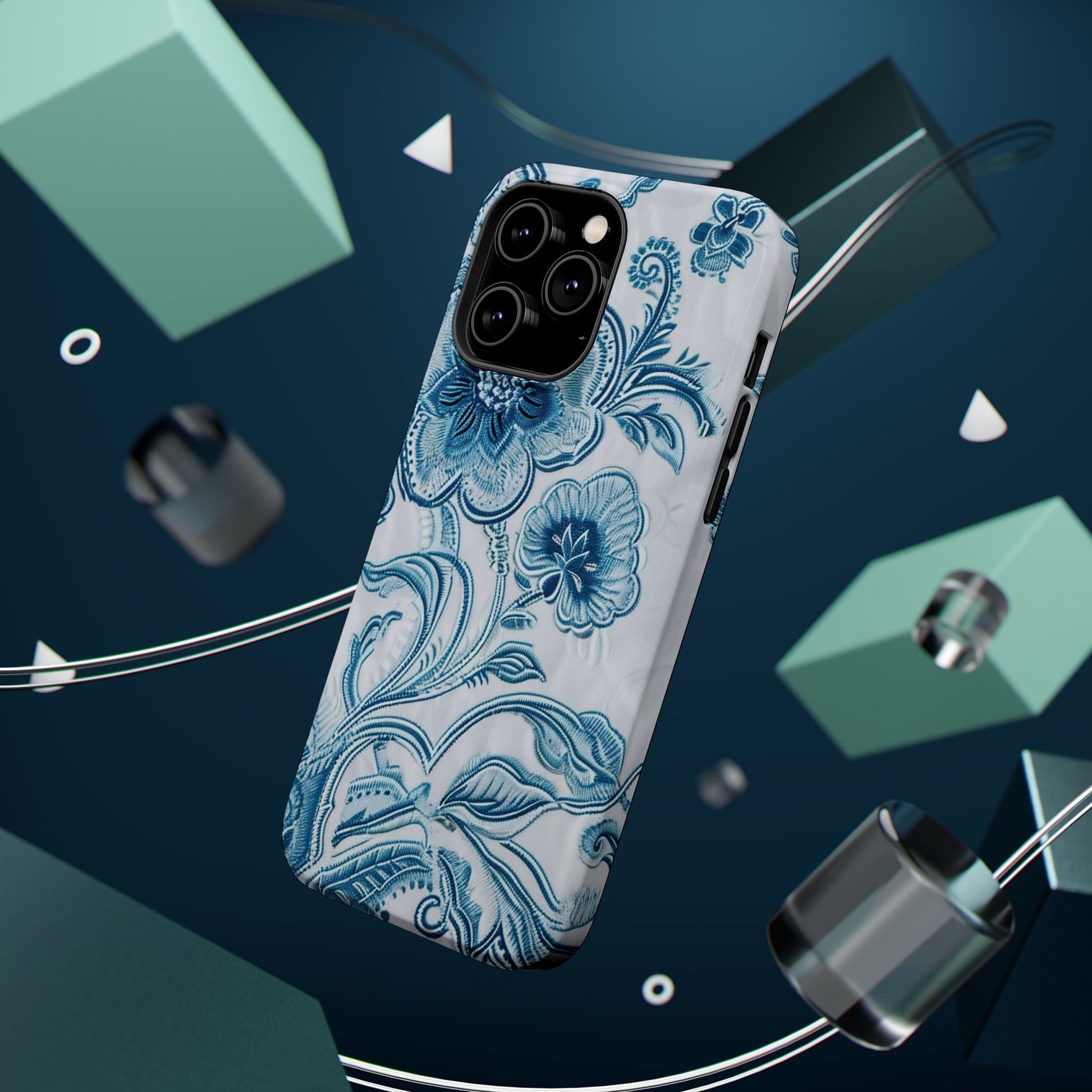 Blue Floral Magnetic Impact - Resistant Phone Case - DIGITAL X