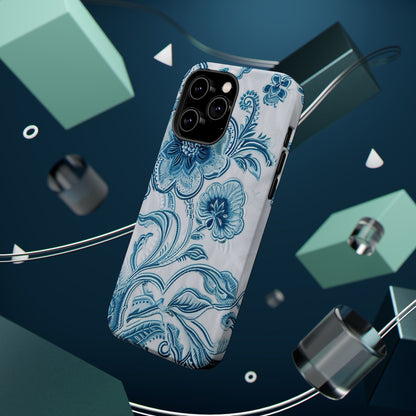 Blue Floral Magnetic Impact - Resistant Phone Case - DIGITAL X