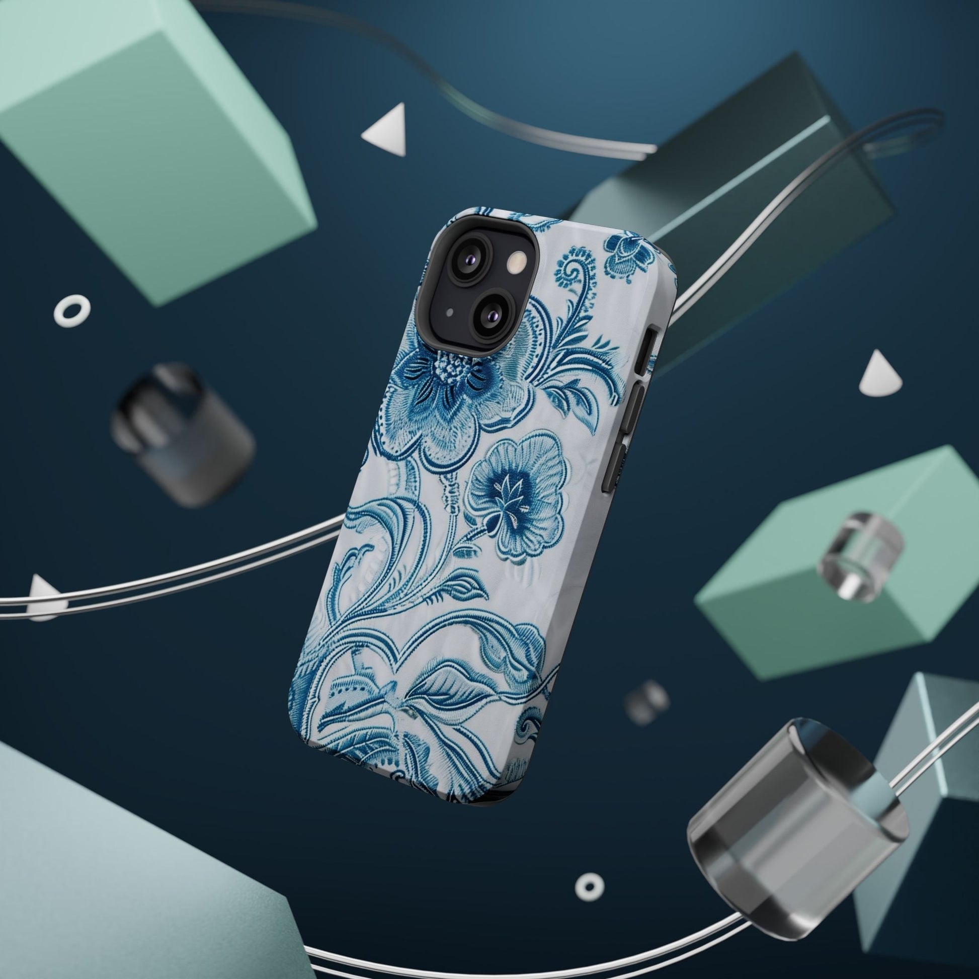 Blue Floral Magnetic Impact - Resistant Phone Case - DIGITAL X