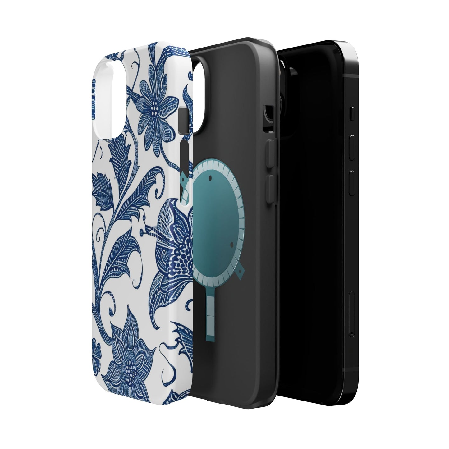 Blue Floral Magnetic Impact - Resistant Phone Case - DIGITAL X