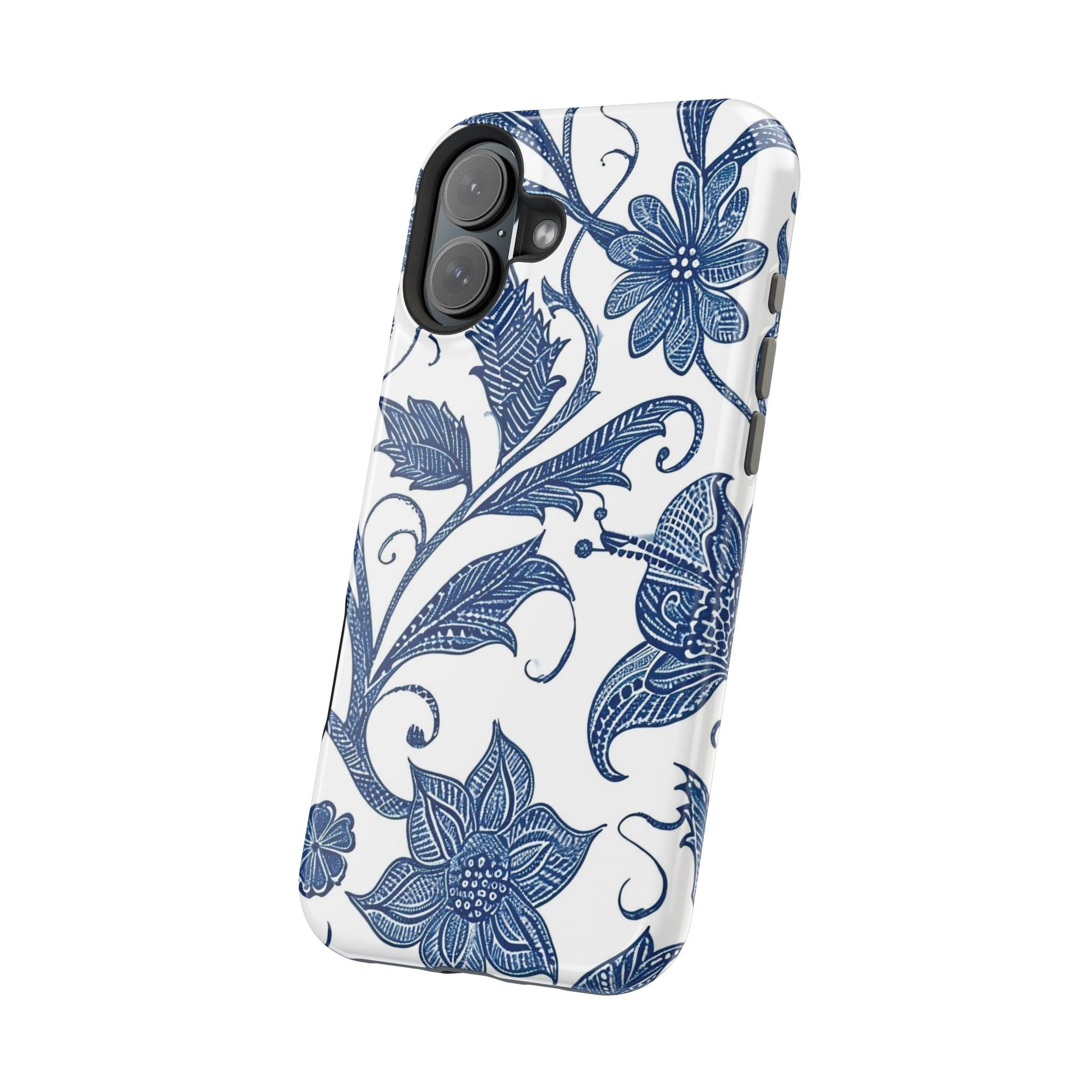 Blue Floral Magnetic Impact - Resistant Phone Case - DIGITAL X