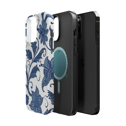 Blue Floral Magnetic Impact - Resistant Phone Case - DIGITAL X