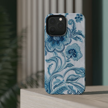 Blue Floral Magnetic Impact - Resistant Phone Case - DIGITAL X