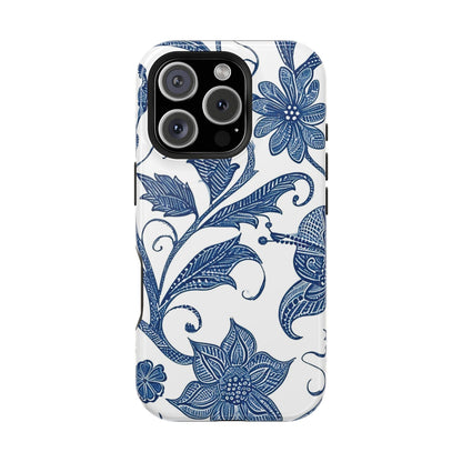 Blue Floral Magnetic Impact - Resistant Phone Case - DIGITAL X