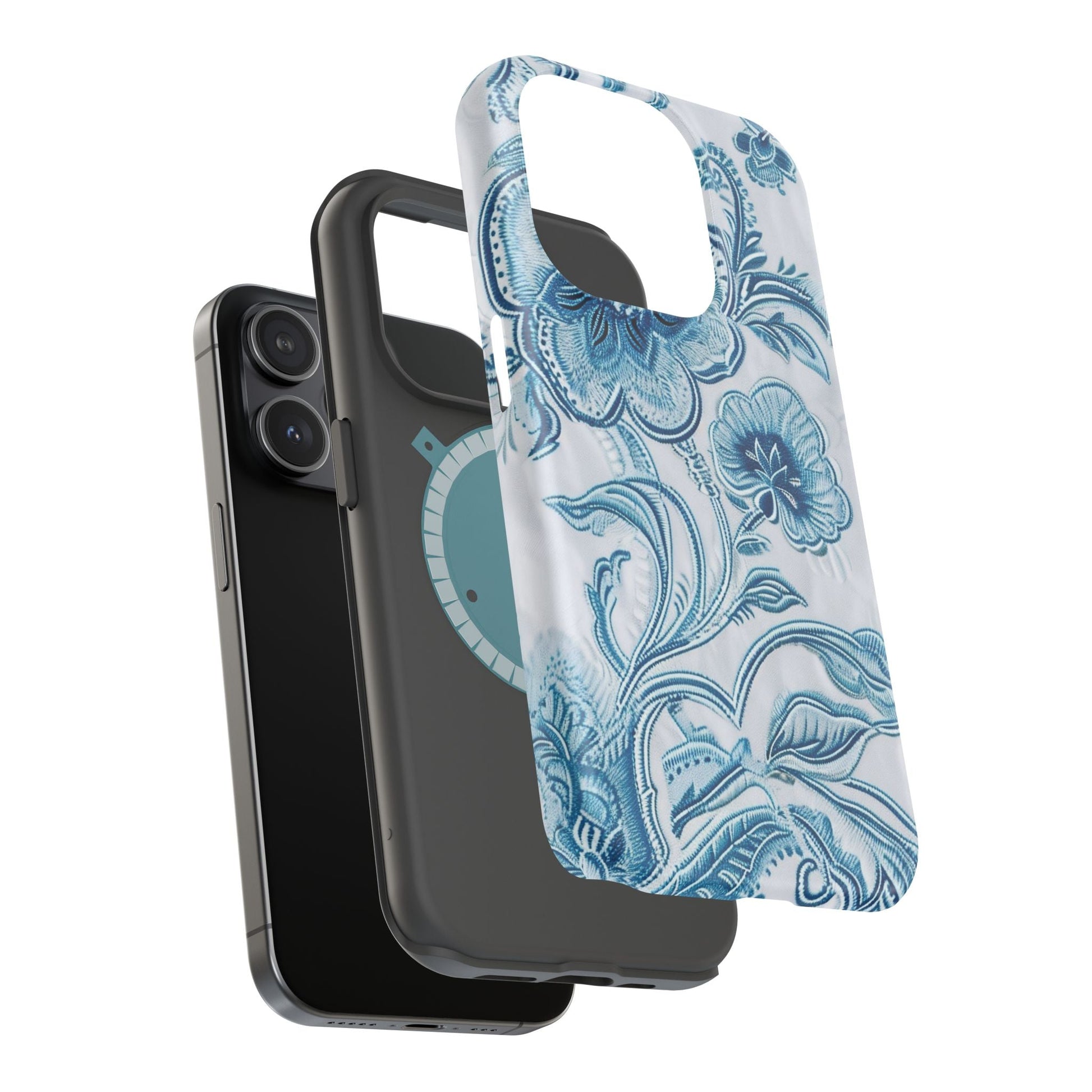 Blue Floral Magnetic Impact - Resistant Phone Case - DIGITAL X