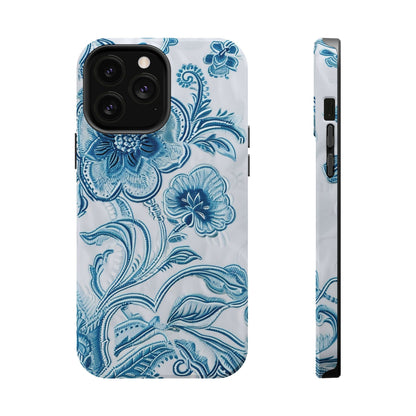 Blue Floral Magnetic Impact - Resistant Phone Case - DIGITAL X