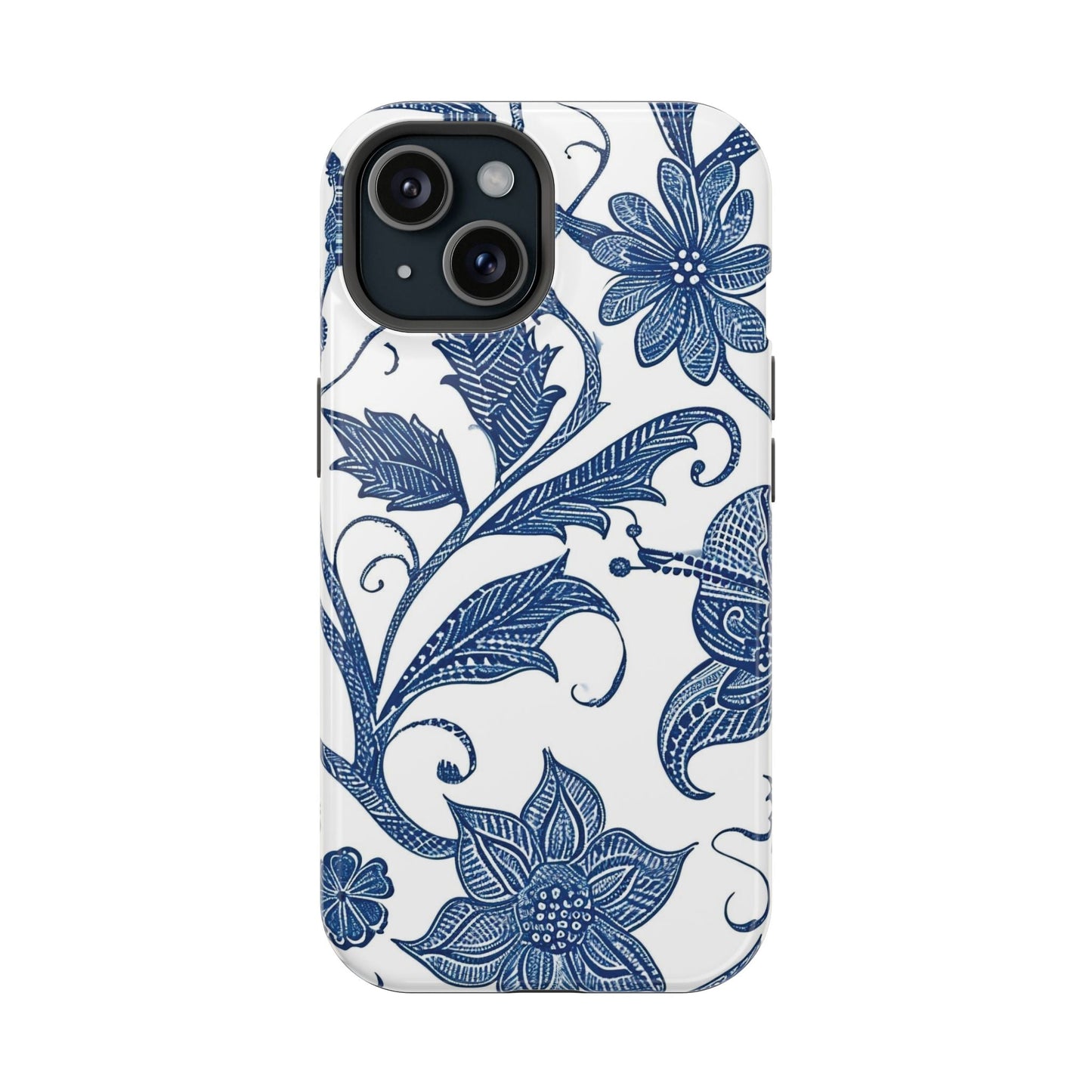 Blue Floral Magnetic Impact - Resistant Phone Case - DIGITAL X