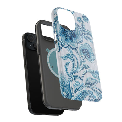 Blue Floral Magnetic Impact - Resistant Phone Case - DIGITAL X
