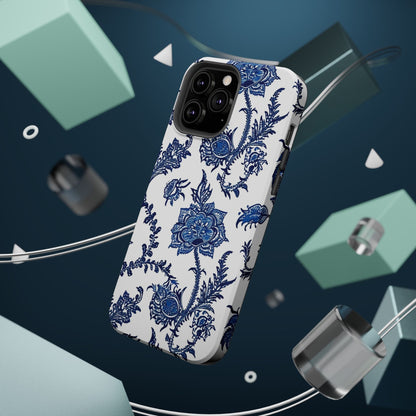 Blue Floral Magnetic Impact - Resistant Phone Case - DIGITAL X