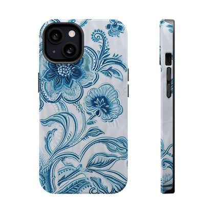 Blue Floral Magnetic Impact - Resistant Phone Case - DIGITAL X