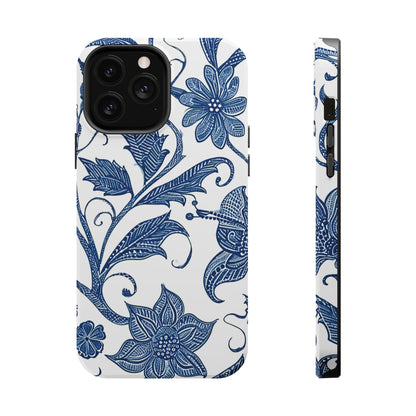 Blue Floral Magnetic Impact - Resistant Phone Case - DIGITAL X