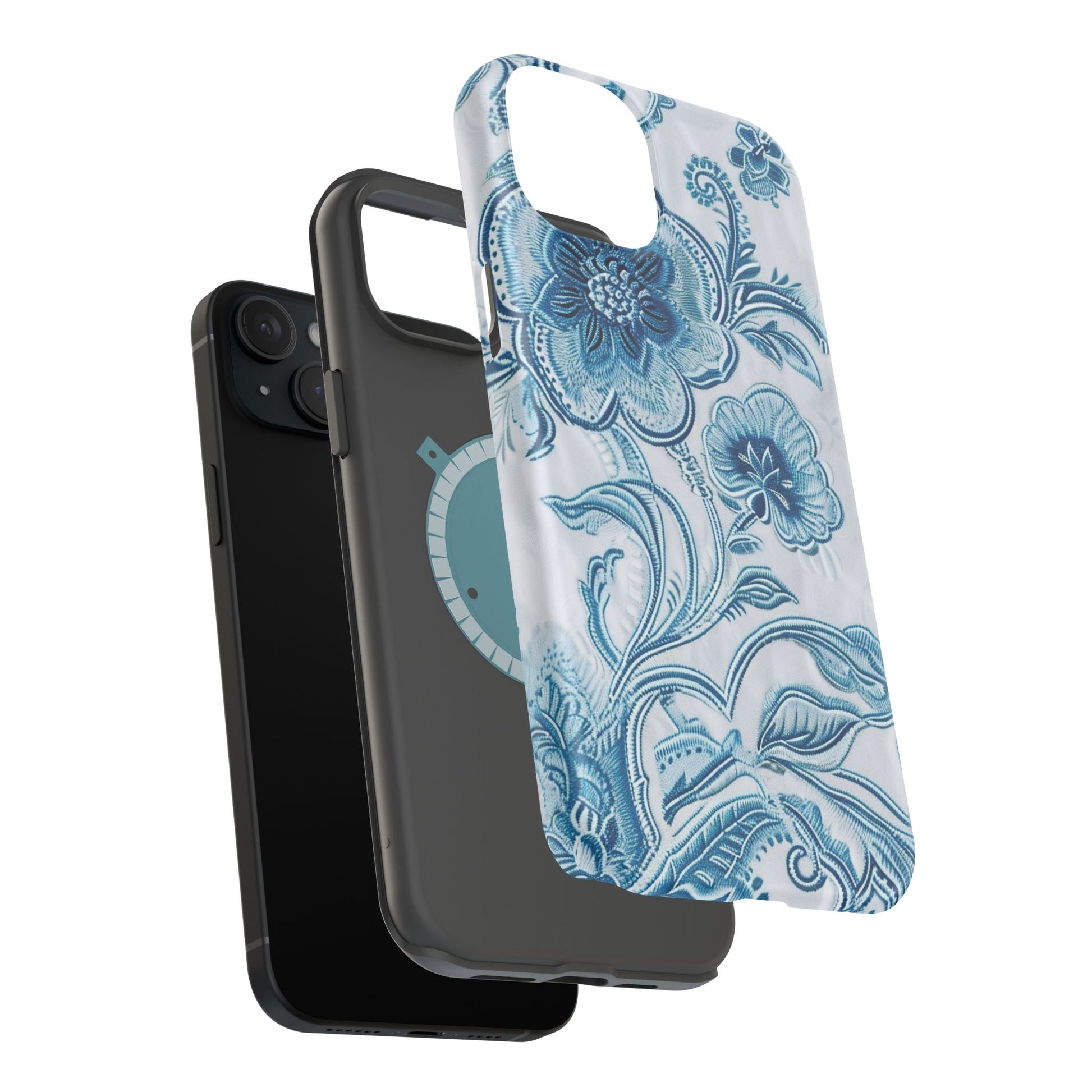 Blue Floral Magnetic Impact - Resistant Phone Case - DIGITAL X