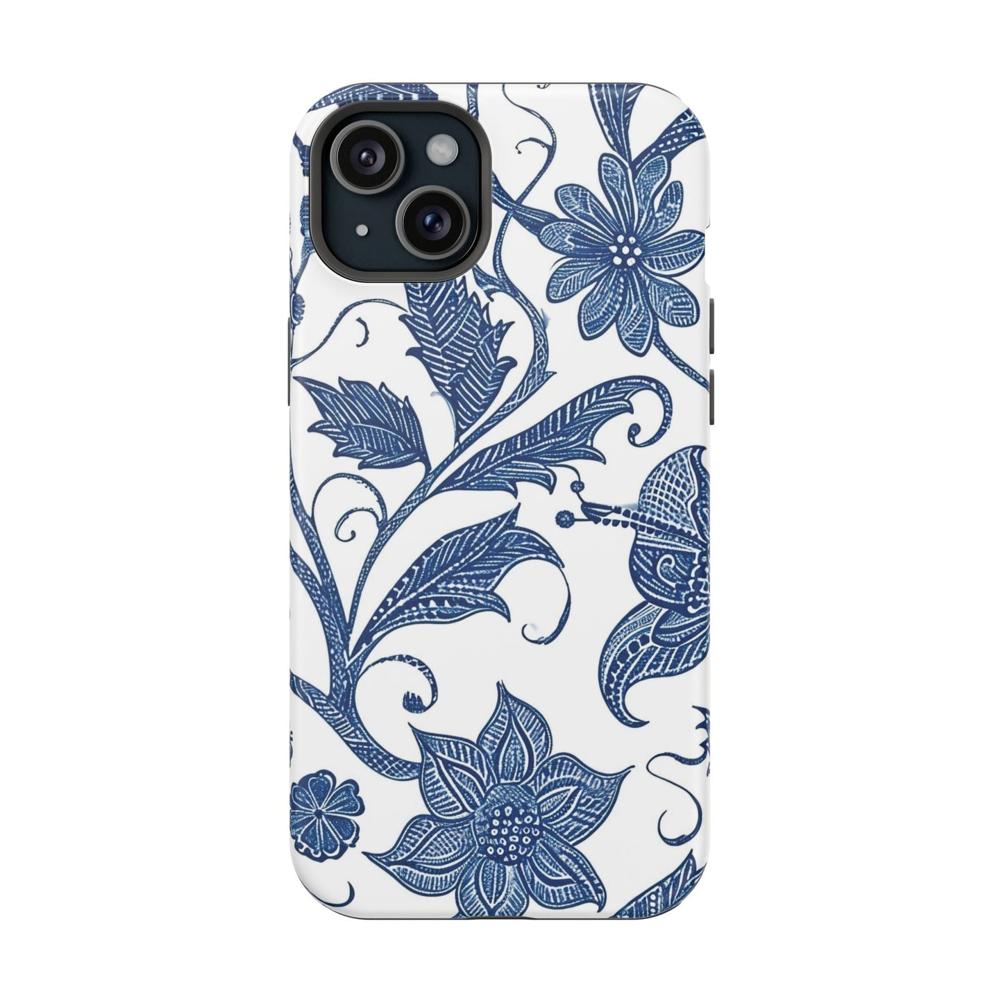 Blue Floral Magnetic Impact - Resistant Phone Case - DIGITAL X