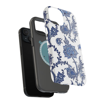Blue Floral Magnetic Impact - Resistant Phone Case - DIGITAL X