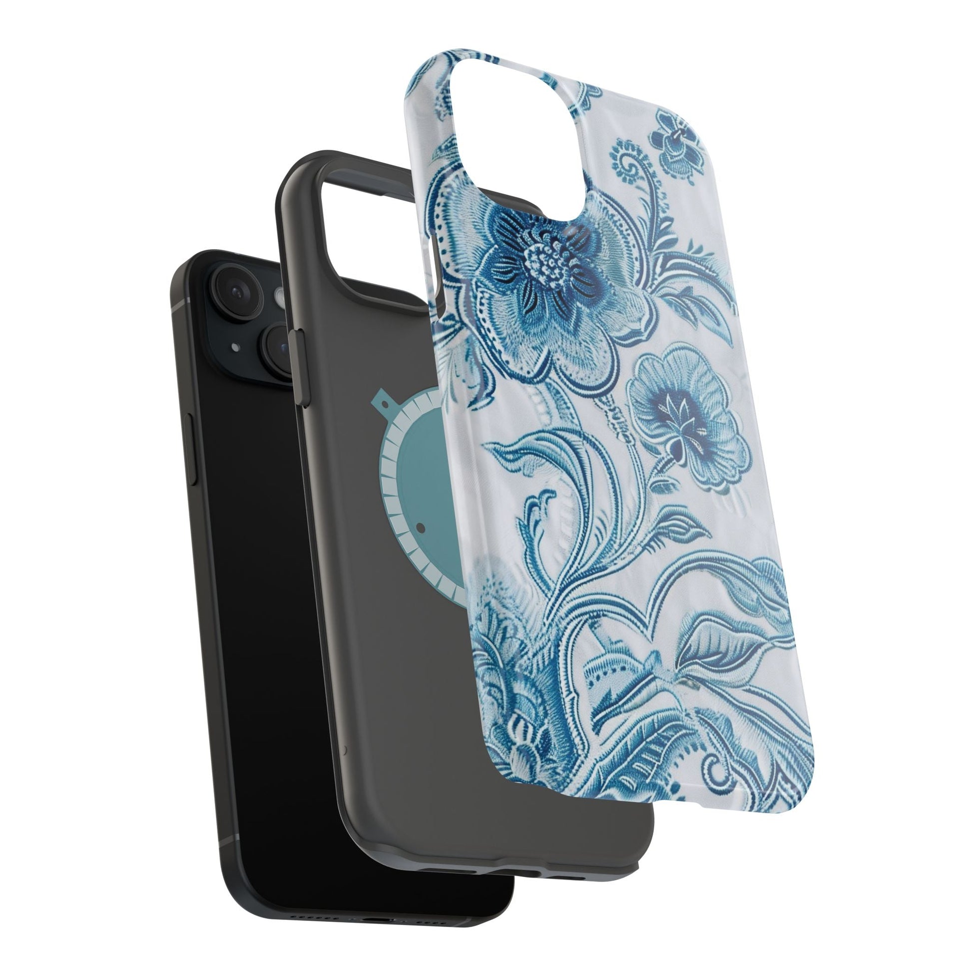 Blue Floral Magnetic Impact - Resistant Phone Case - DIGITAL X