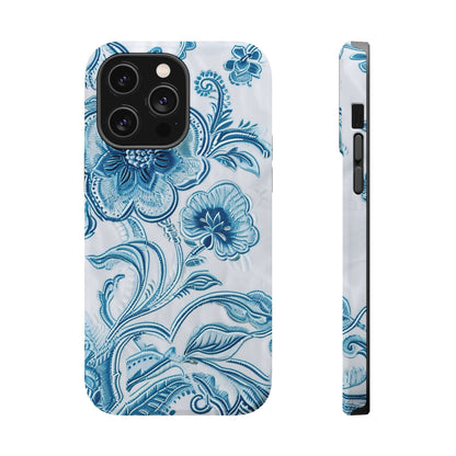 Blue Floral Magnetic Impact - Resistant Phone Case - DIGITAL X