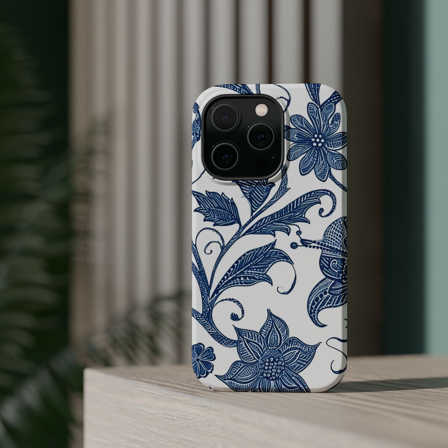 Blue Floral Magnetic Impact - Resistant Phone Case - DIGITAL X