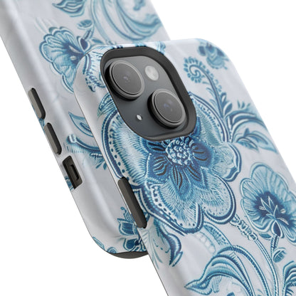 Blue Floral Magnetic Impact - Resistant Phone Case - DIGITAL X
