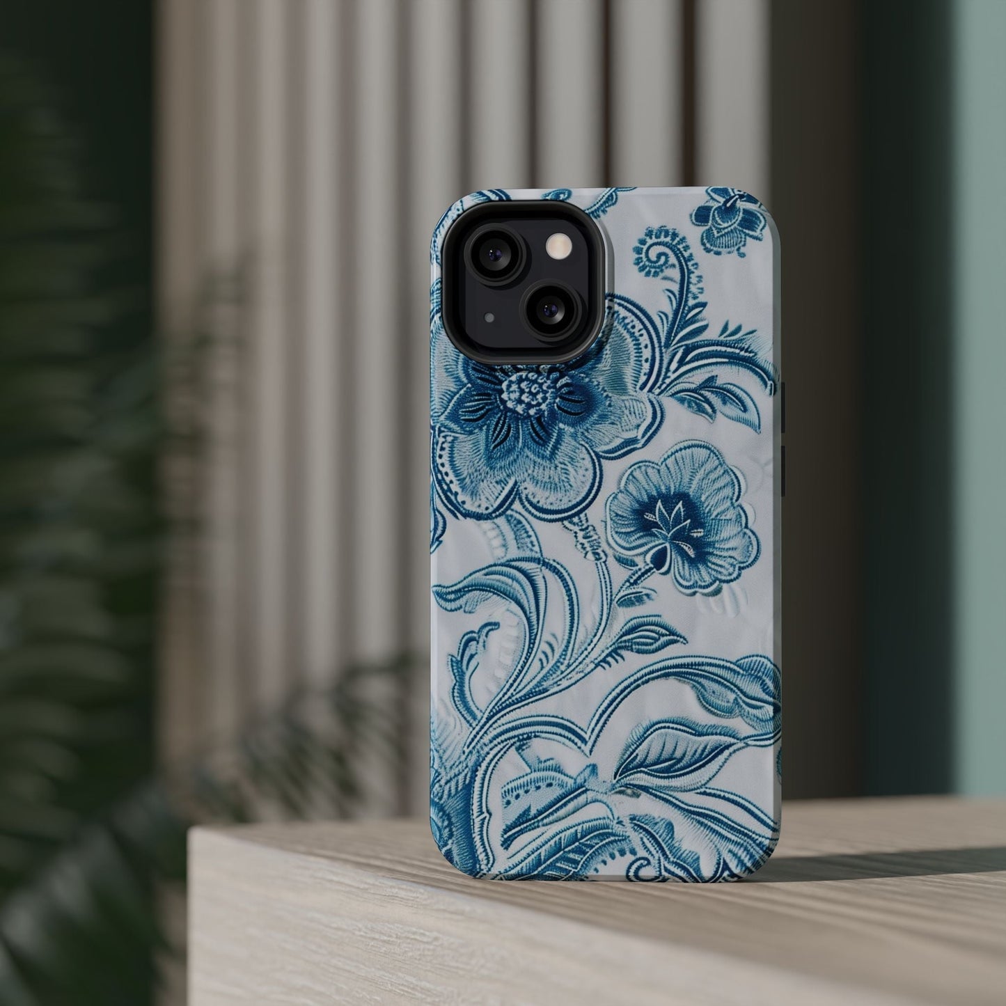 Blue Floral Magnetic Impact - Resistant Phone Case - DIGITAL X