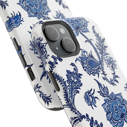 Blue Floral Magnetic Impact - Resistant Phone Case - DIGITAL X