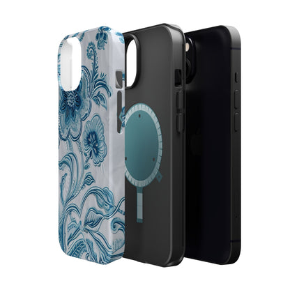 Blue Floral Magnetic Impact - Resistant Phone Case - DIGITAL X