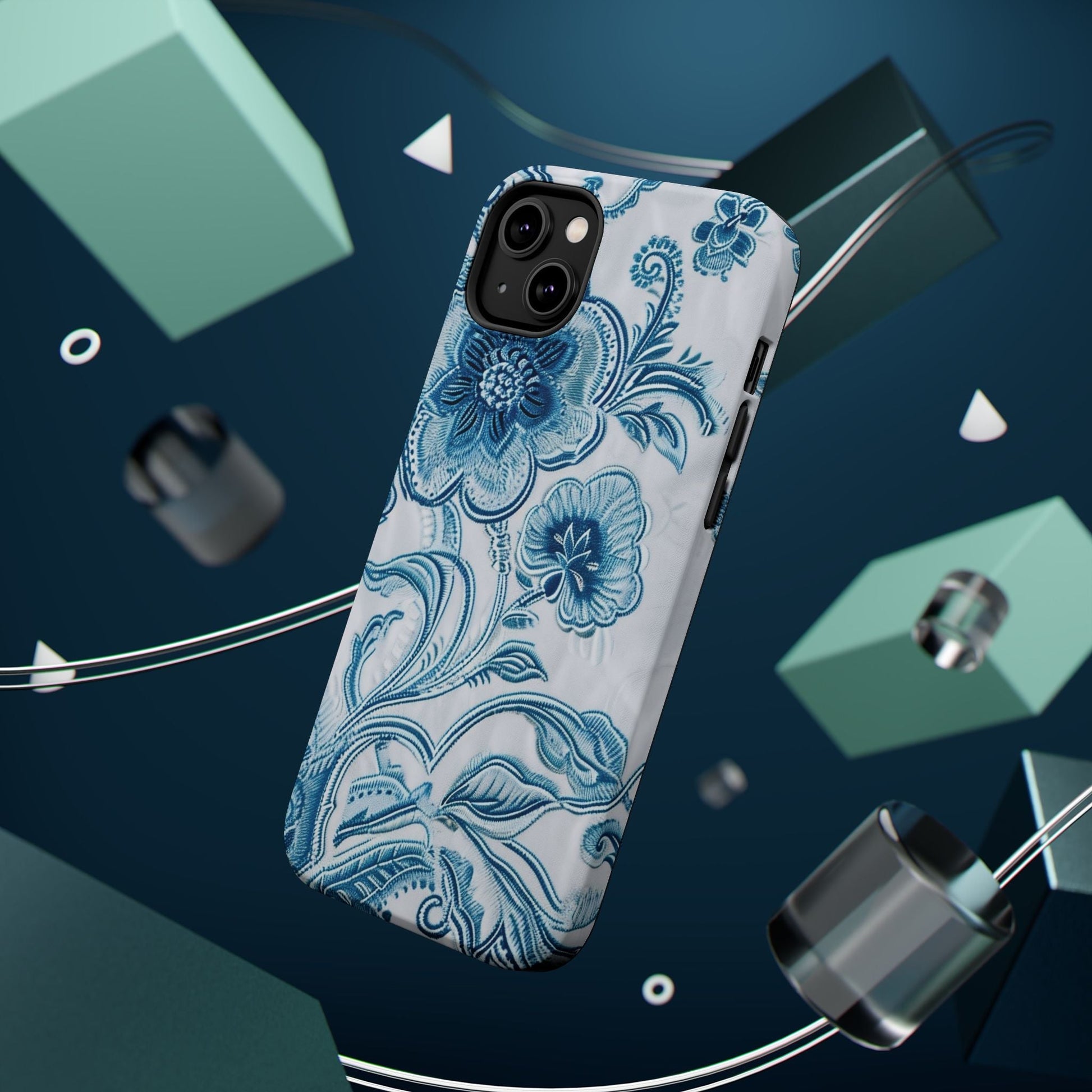 Blue Floral Magnetic Impact - Resistant Phone Case - DIGITAL X
