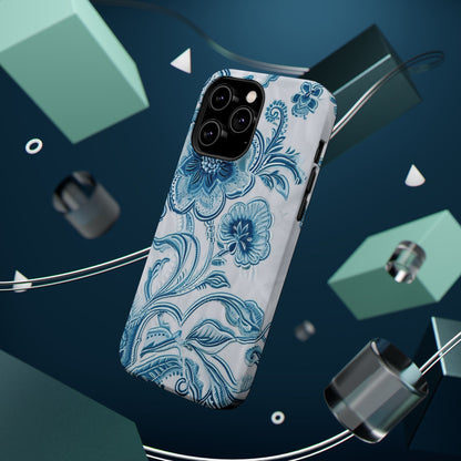 Blue Floral Magnetic Impact - Resistant Phone Case - DIGITAL X