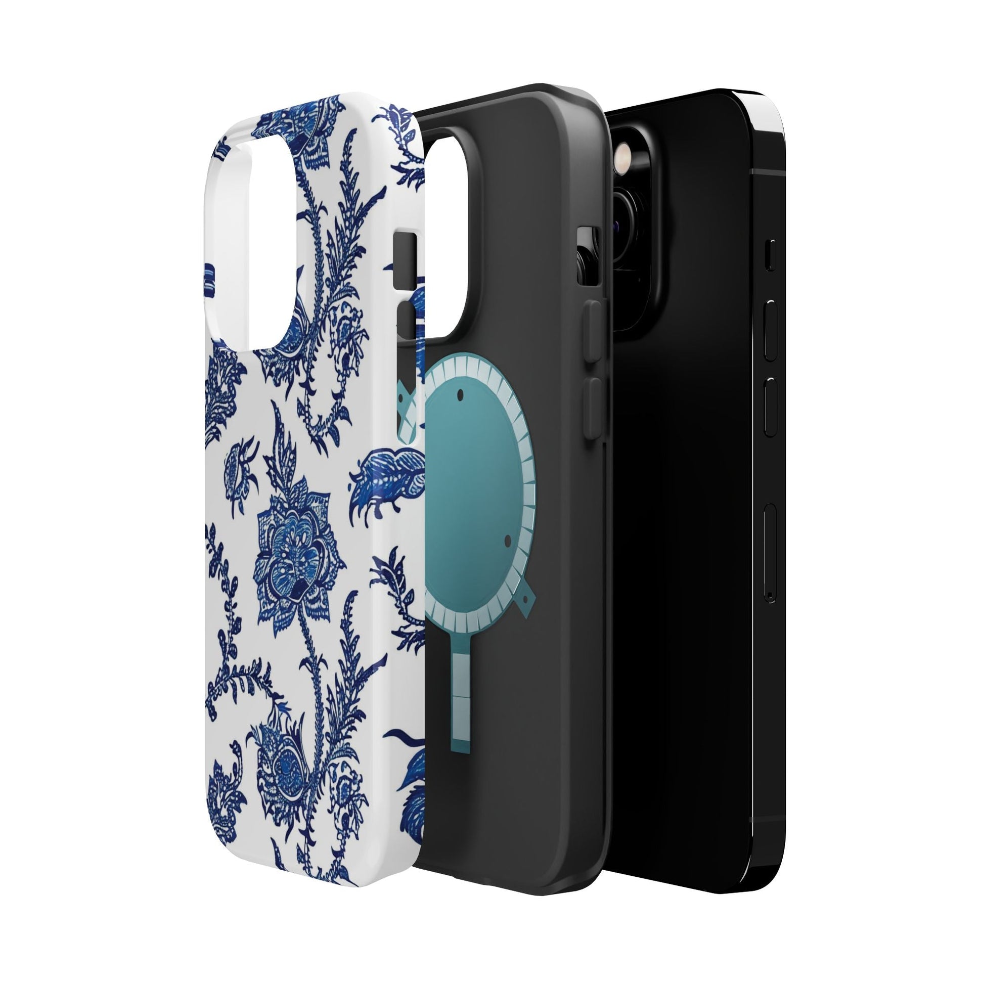 Blue Floral Magnetic Impact - Resistant Phone Case - DIGITAL X