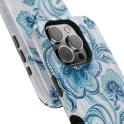 Blue Floral Magnetic Impact - Resistant Phone Case - DIGITAL X