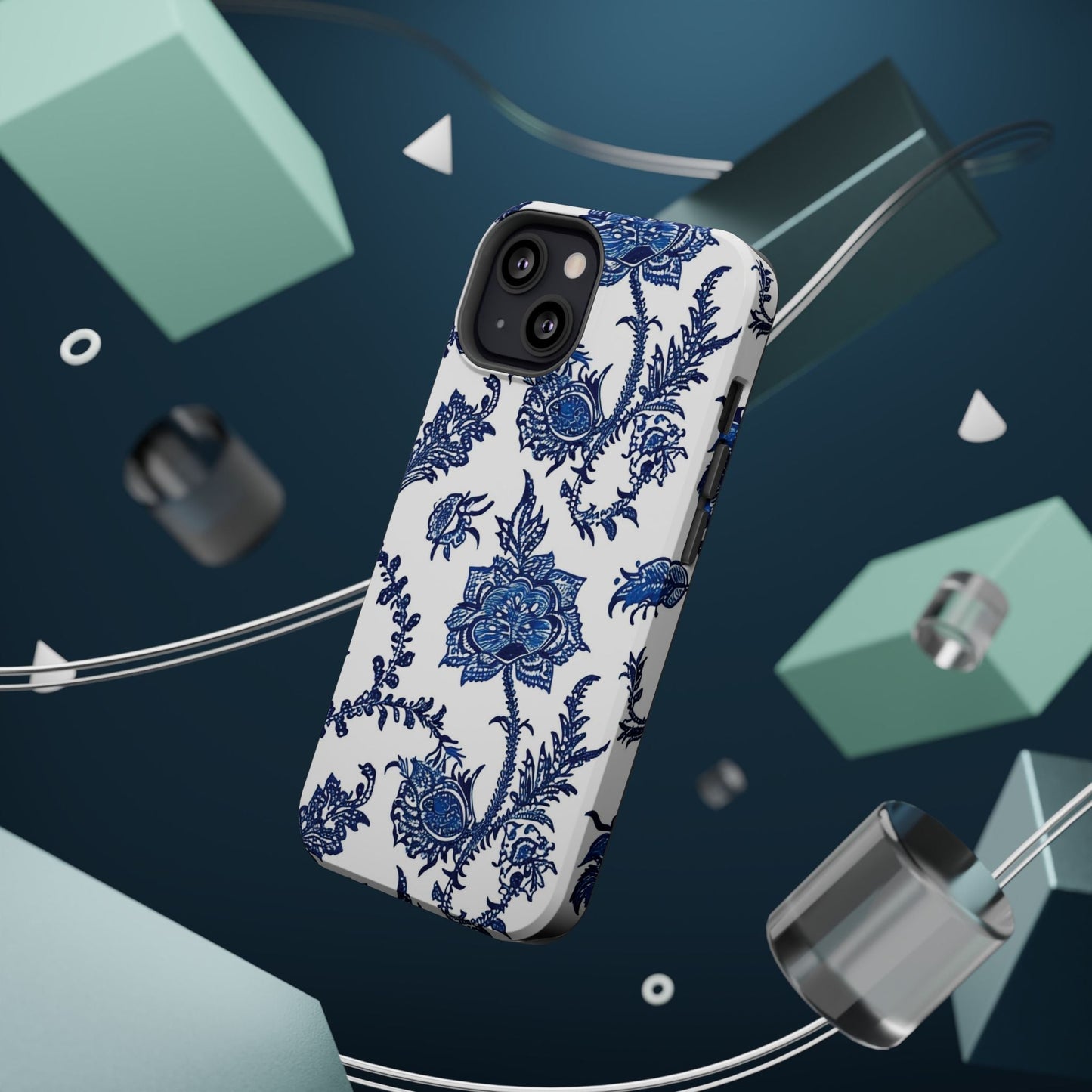 Blue Floral Magnetic Impact - Resistant Phone Case - DIGITAL X
