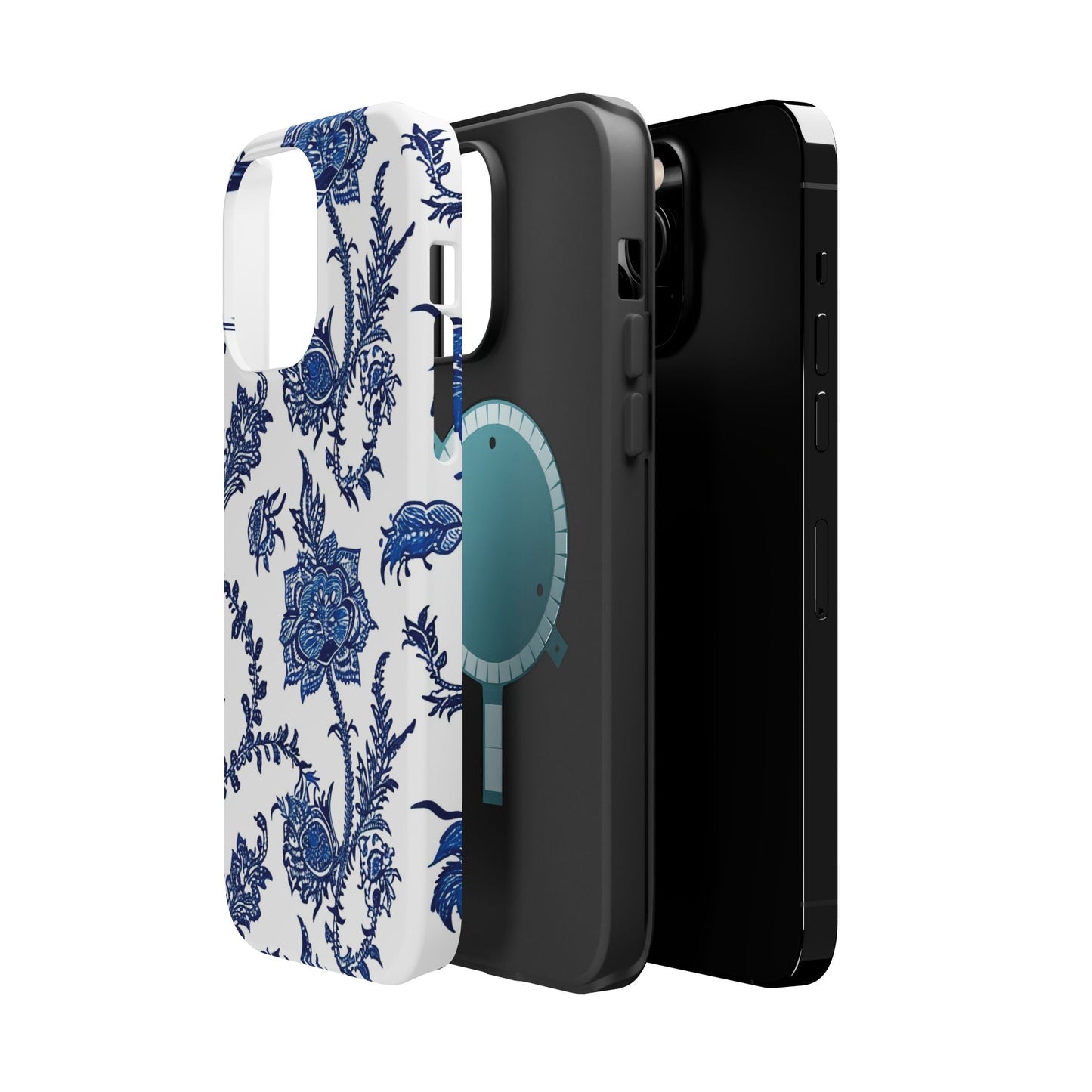 Blue Floral Magnetic Impact - Resistant Phone Case - DIGITAL X
