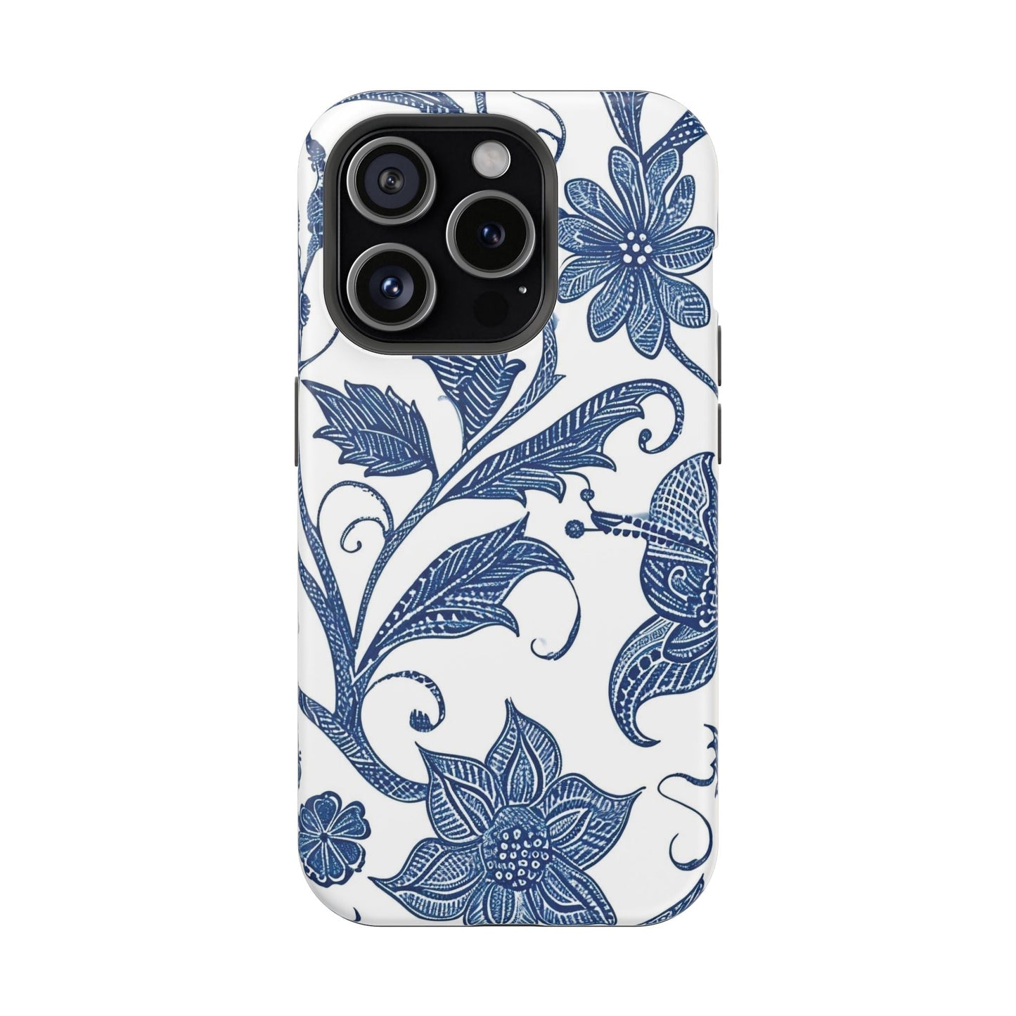 Blue Floral Magnetic Impact - Resistant Phone Case - DIGITAL X