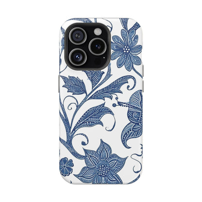 Blue Floral Magnetic Impact - Resistant Phone Case - DIGITAL X