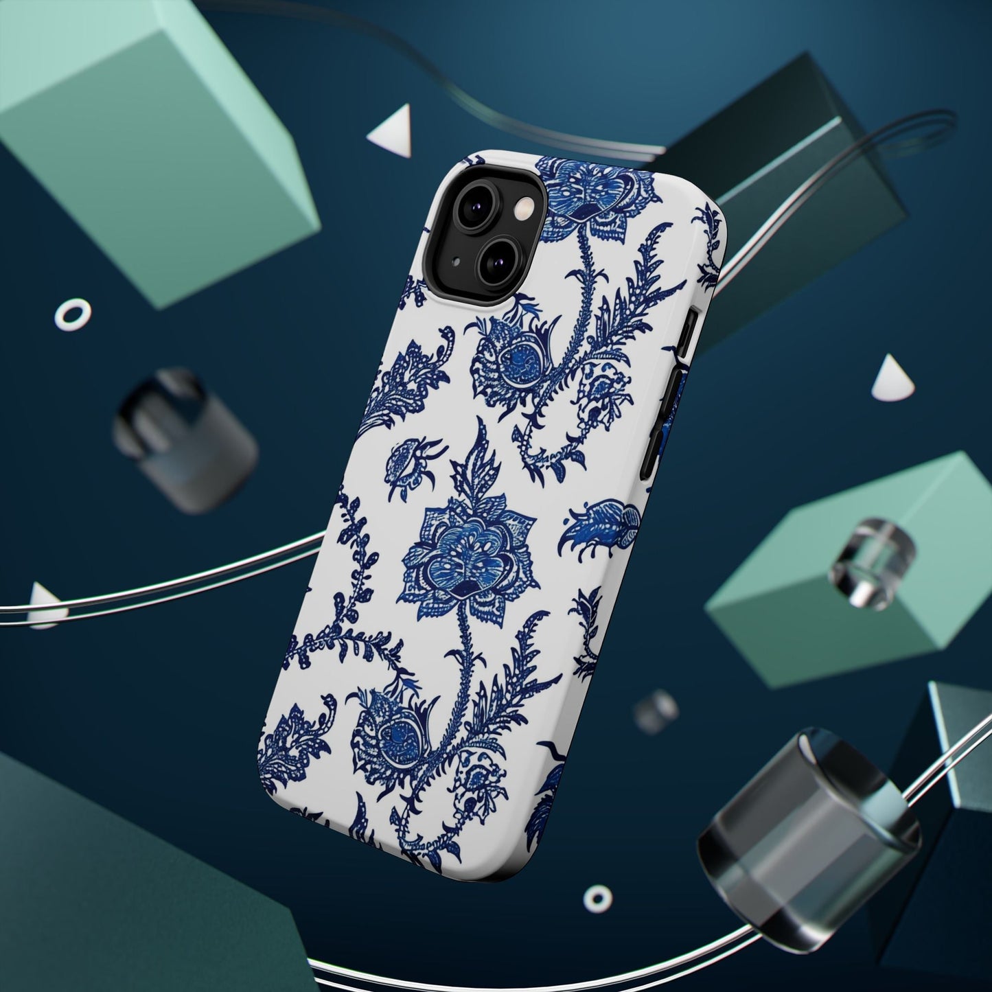 Blue Floral Magnetic Impact - Resistant Phone Case - DIGITAL X