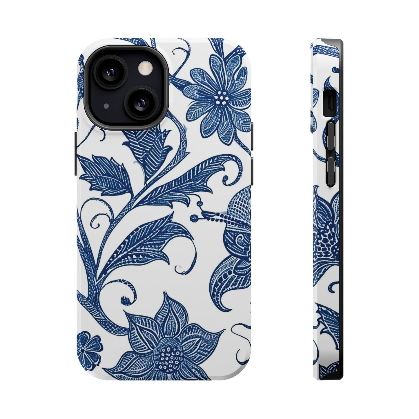Blue Floral Magnetic Impact - Resistant Phone Case - DIGITAL X