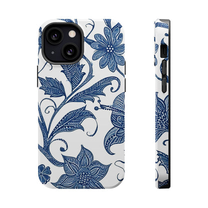 Blue Floral Magnetic Impact - Resistant Phone Case - DIGITAL X