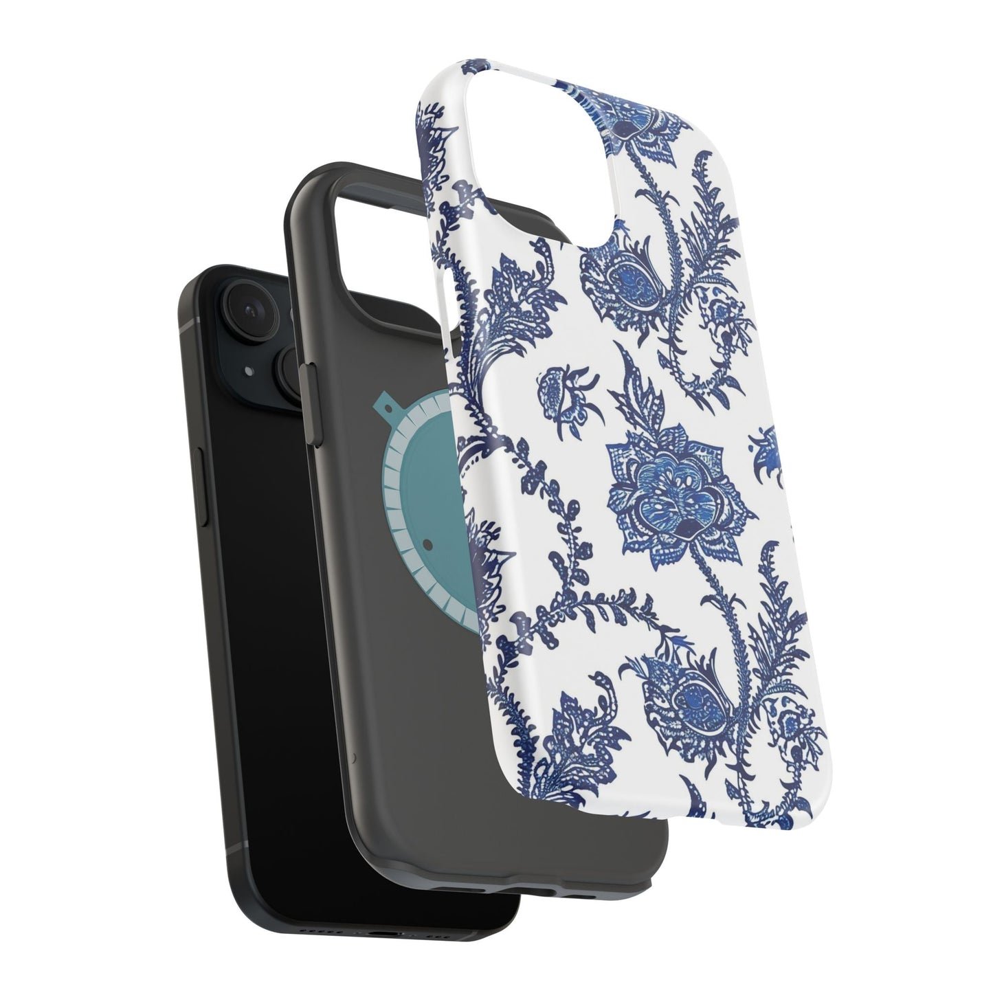 Blue Floral Magnetic Impact - Resistant Phone Case - DIGITAL X