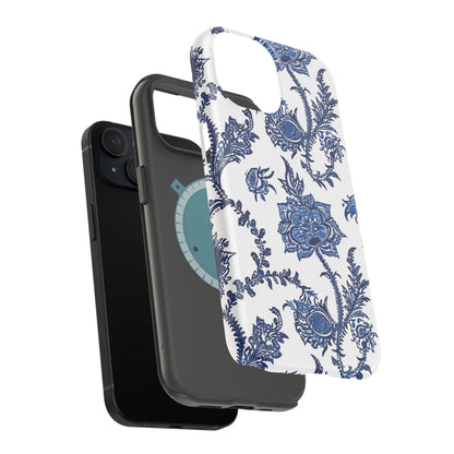 Blue Floral Magnetic Impact - Resistant Phone Case - DIGITAL X