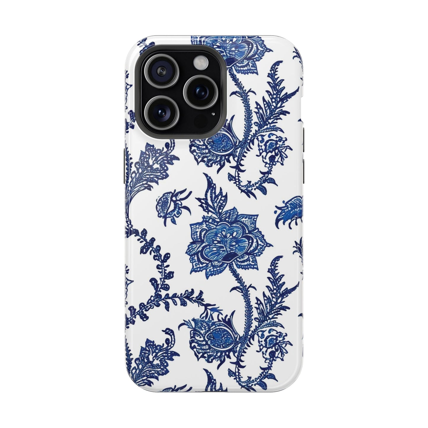Blue Floral Magnetic Impact - Resistant Phone Case - DIGITAL X