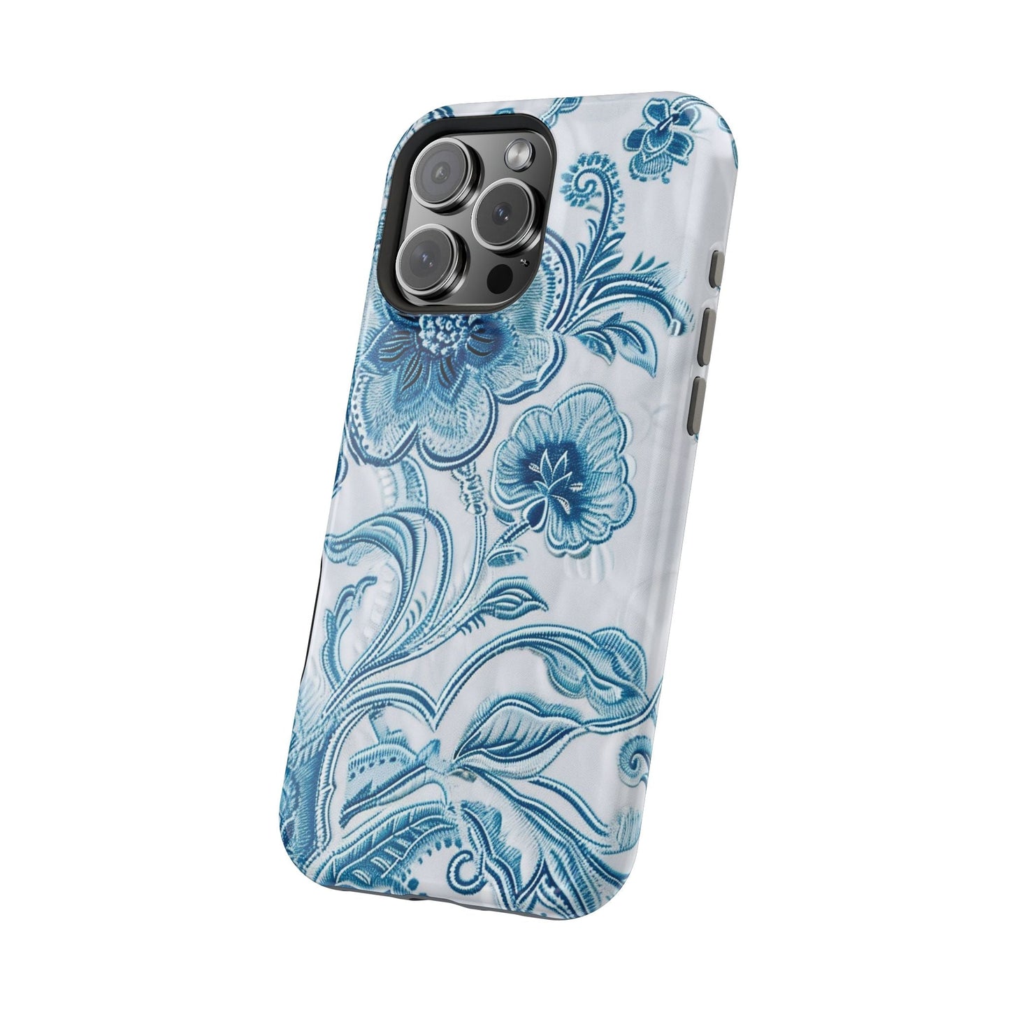 Blue Floral Magnetic Impact - Resistant Phone Case - DIGITAL X